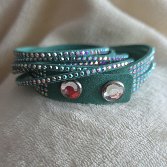 SWAROVSKI Teal Crystal Wrap Bracelet - Picture 3 of 3